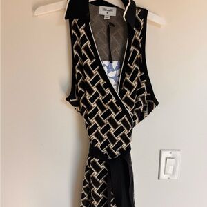Diane Von Furstenberg Geometric Black and Cream Dress
